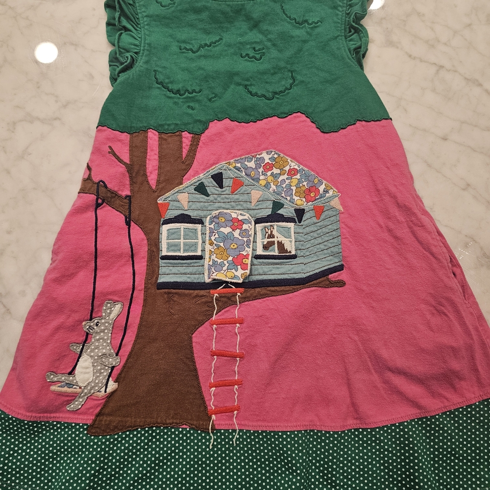 Mini Boden Green and Pink Treehouse Dress